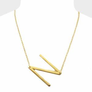- Initial Necklace Side Letter N Thin Large Monogram